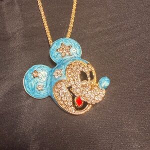 Betsey Johnson Blue and Gold Mickey Mouse w/thick chain
